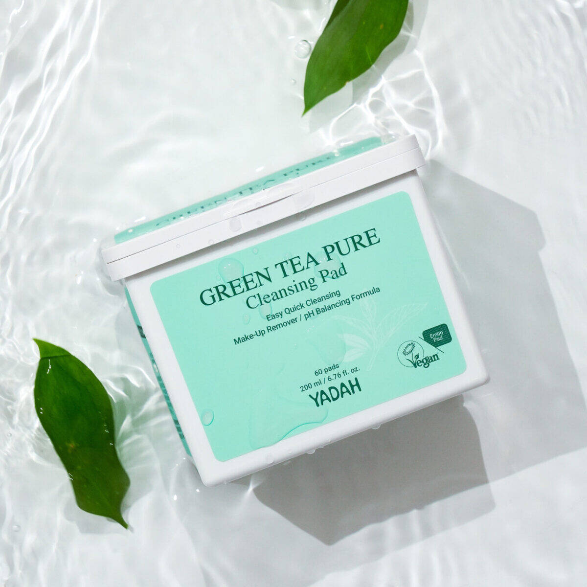 YADAH Green Tea Pure Cleansing Pad 綠茶淨膚卸妝棉 200ml x 60pcs - Image 3